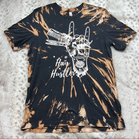 Hair Hustler Bleached Short Sleeve Graphic Tee Size Large - Picture 2 of 4